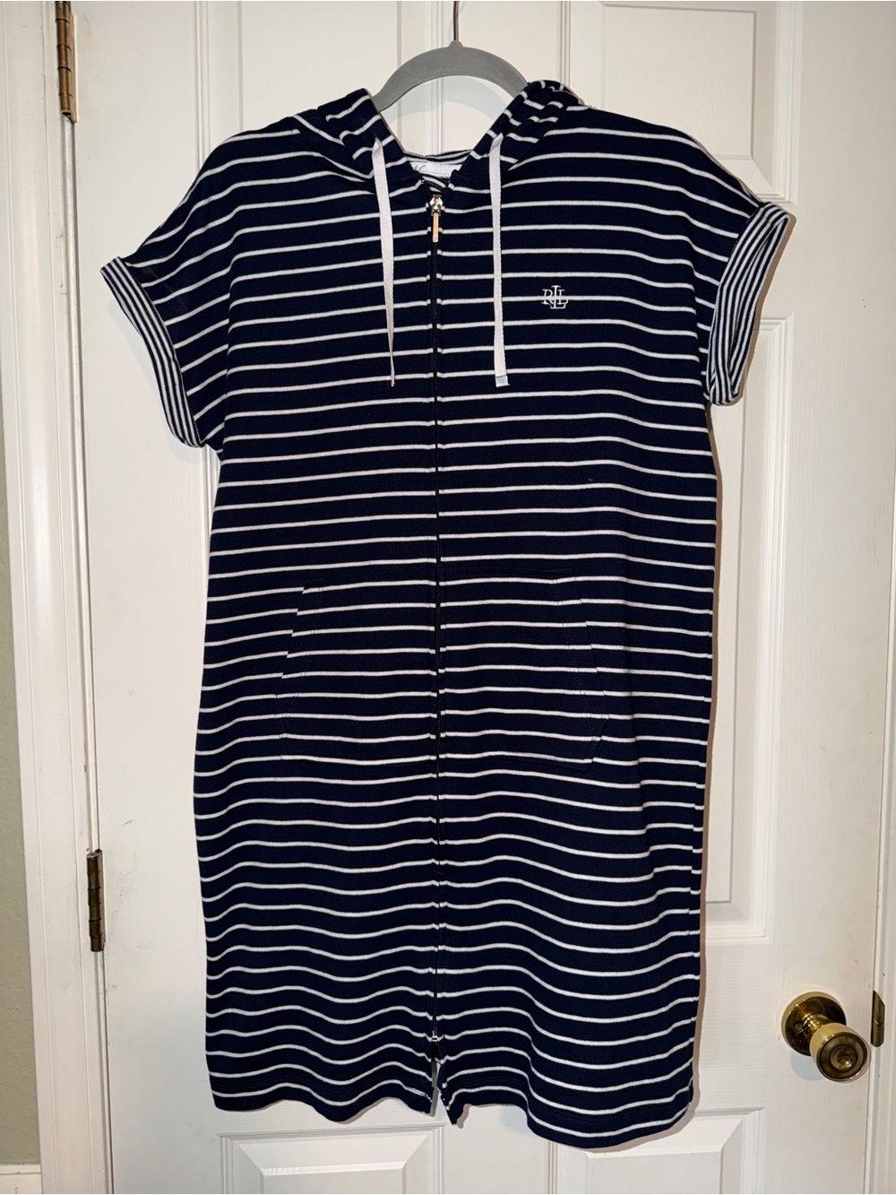 Lauren‎ Ralph Lauren Striped Hoodie Interlock Zip Front Lounger - Patio or Swim